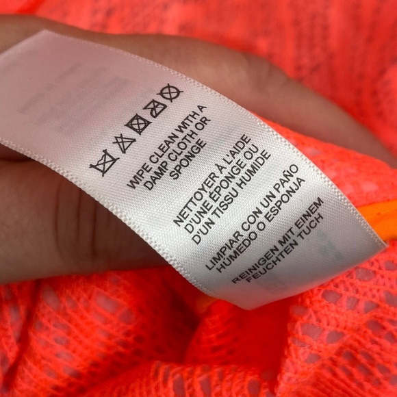 ASOS Bright Coral Rain Coat Jacket Lace Stylish Hooded Safety Running XS/S Euro - Picture 8 of 12